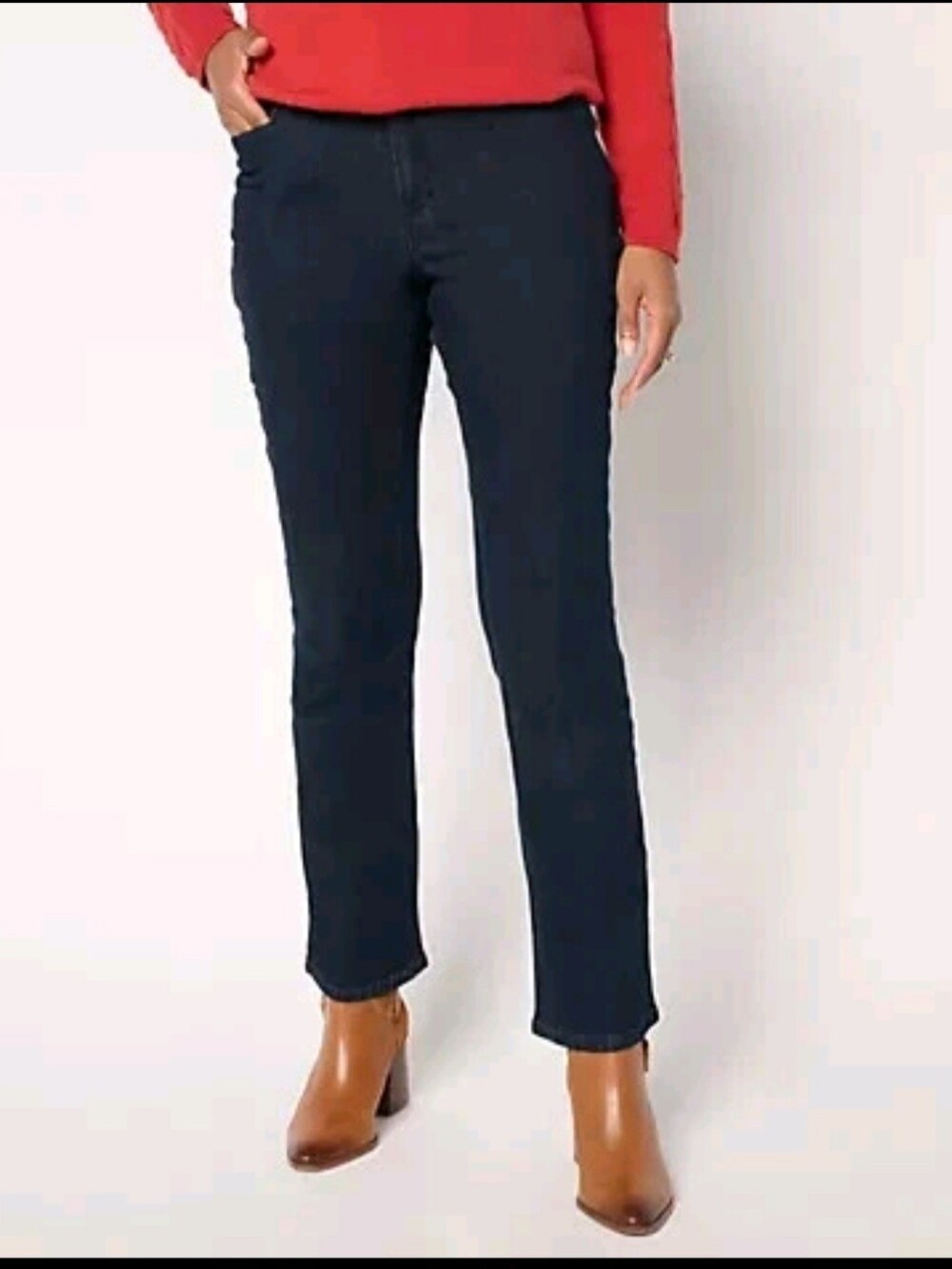 Susan Graver Stretch Dark Wash Boot Cut Jeans 14 New